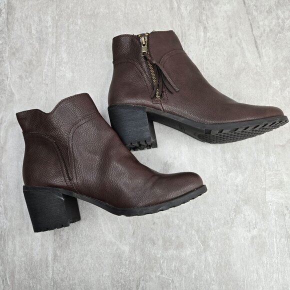 Aerosoles Ankle Zip Booties 9.5 Dark Brown Dressy Comfort Block Heel Moto Boots - Picture 5 of 12